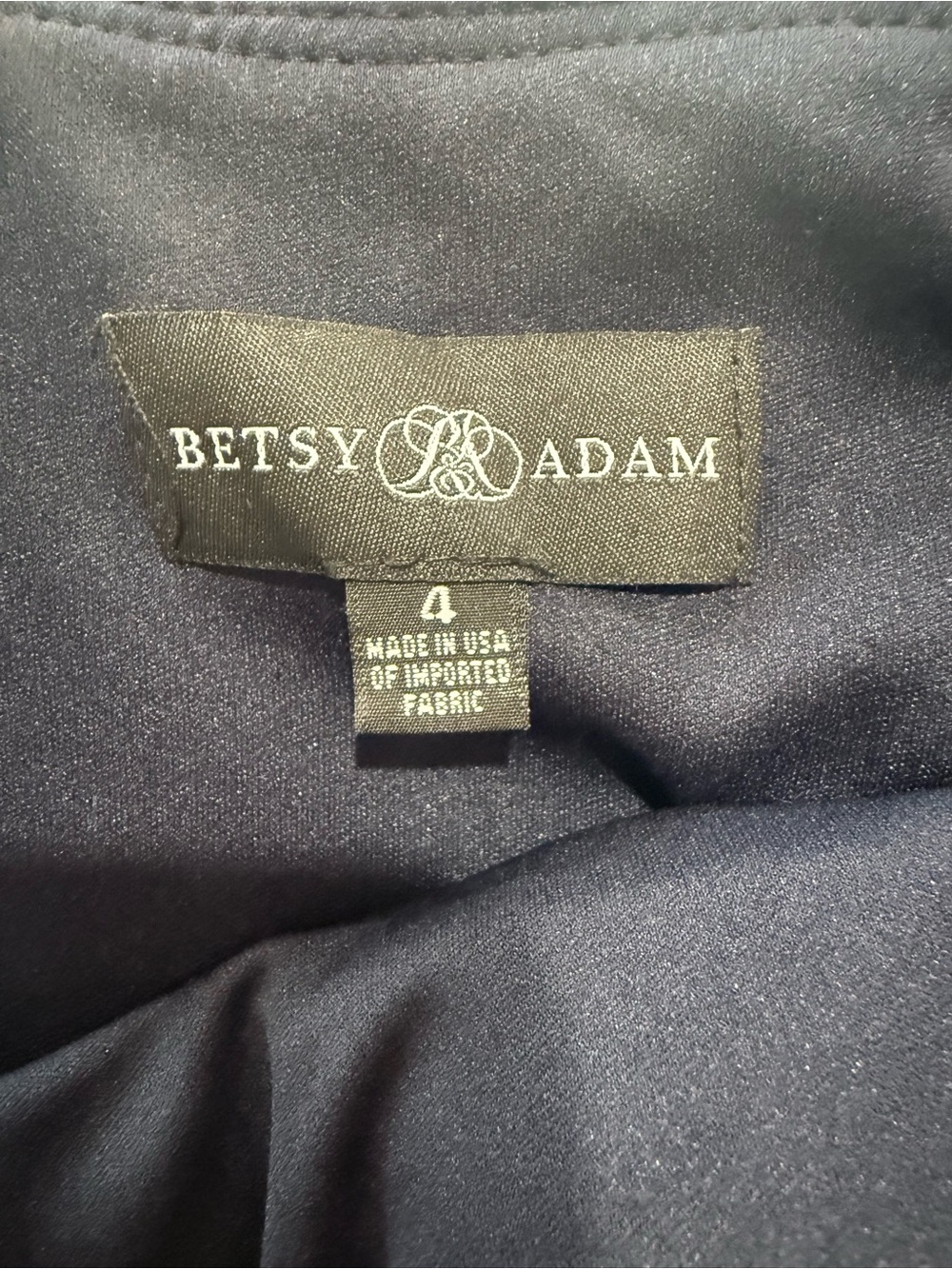 Betsy & Adam Dark Navy Dress Label Detail
